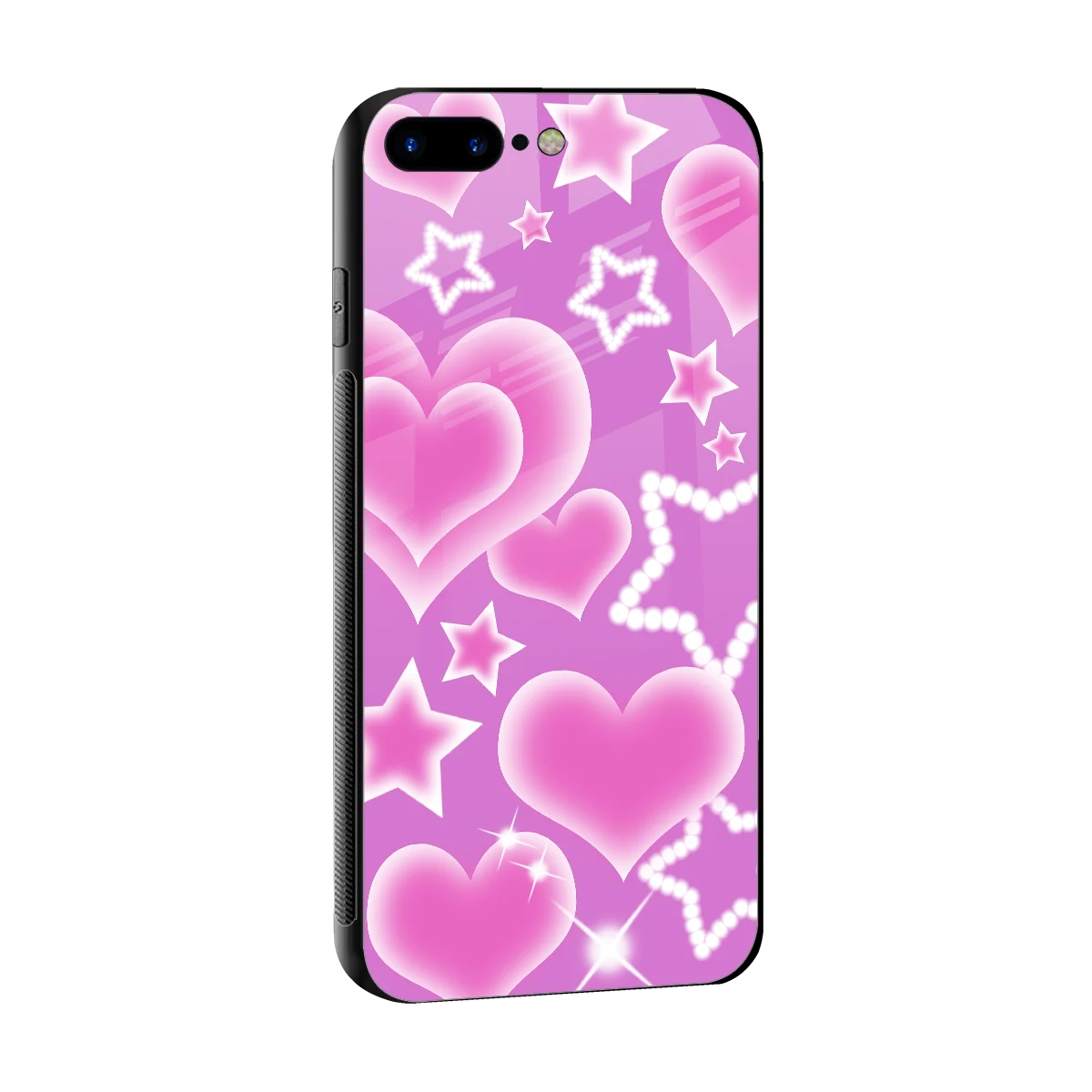 Pink Celestia sleek iphone 8 plus cover with tempered glass back and TPU edges