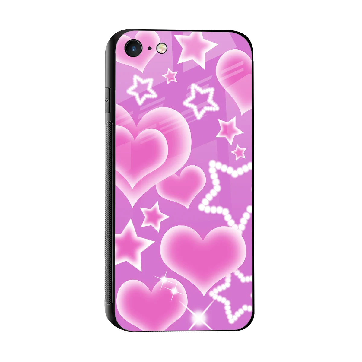 Pink Celestia sleek iphone 7 cover with tempered glass back and TPU edges
