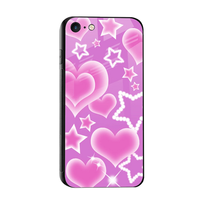 Pink Celestia sleek iphone 7 cover with tempered glass back and TPU edges