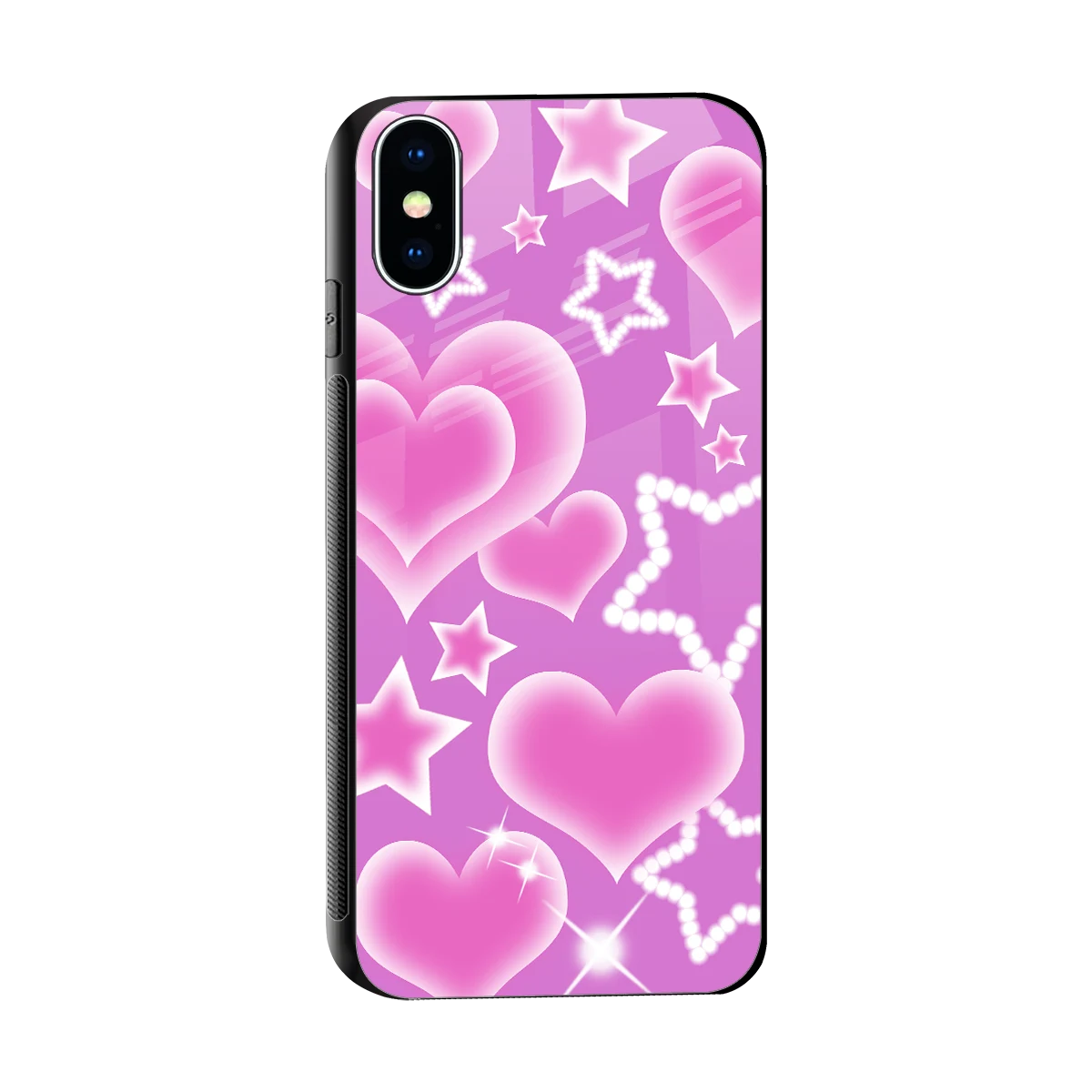 Pink Celestia sleek iphone x cover with tempered glass back and TPU edges