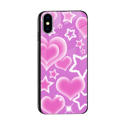 Pink Celestia sleek iphone x cover with tempered glass back and TPU edges