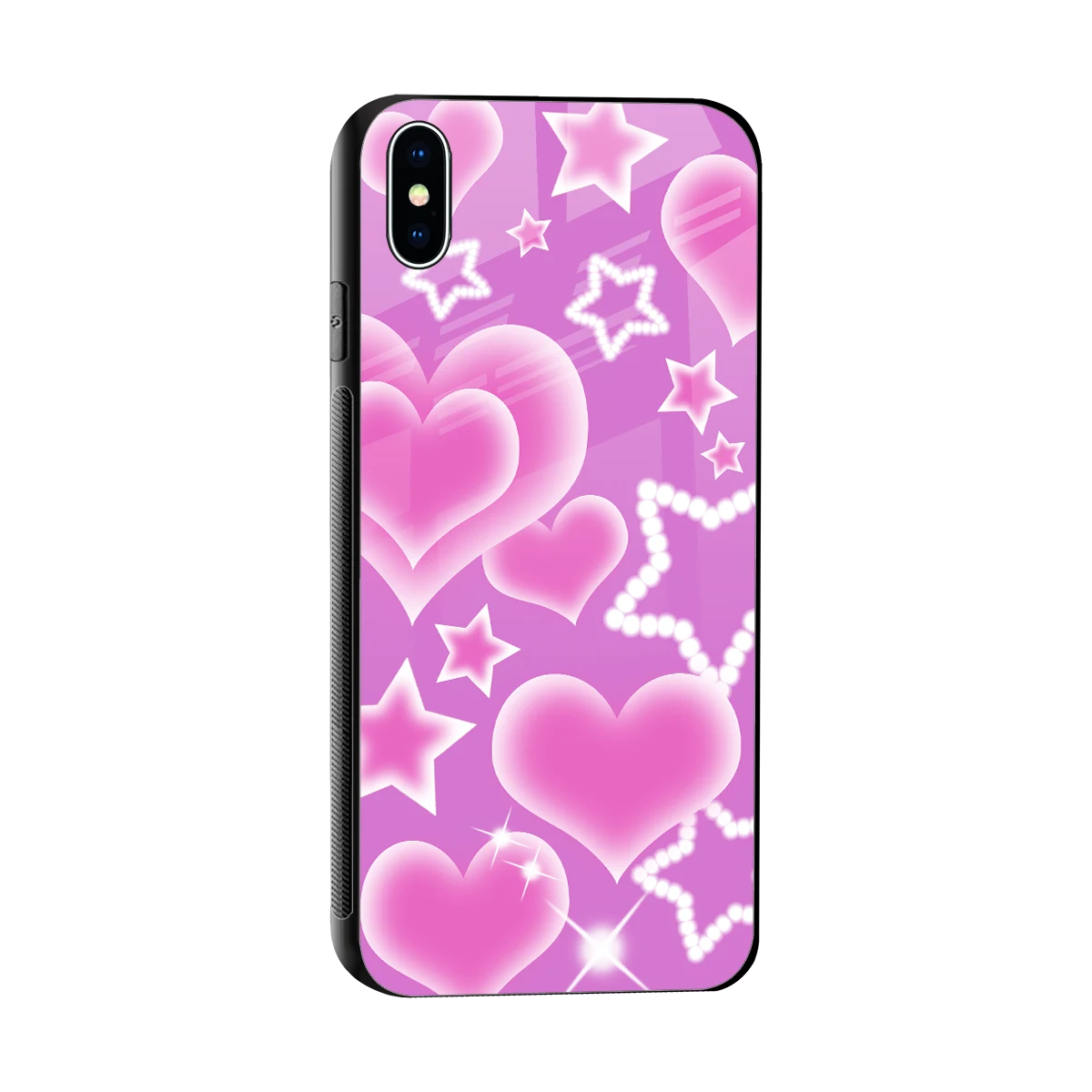 Pink Celestia sleek iphone xs max cover with tempered glass back and TPU edges
