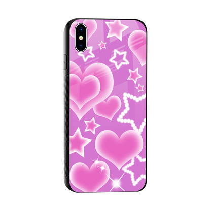 Pink Celestia sleek iphone xs max cover with tempered glass back and TPU edges
