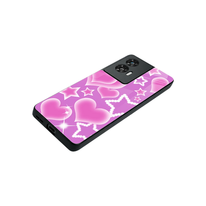 Pink Celestia stylish phone case for motorola edge 50 fusion | glossy glass and slim fit