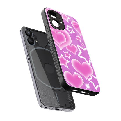 Pink Celestia sleek nothing phone 1 cover with tempered glass back and TPU edges