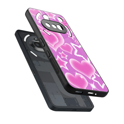 Pink Celestia sleek nothing phone 3a cover with tempered glass back and TPU edges