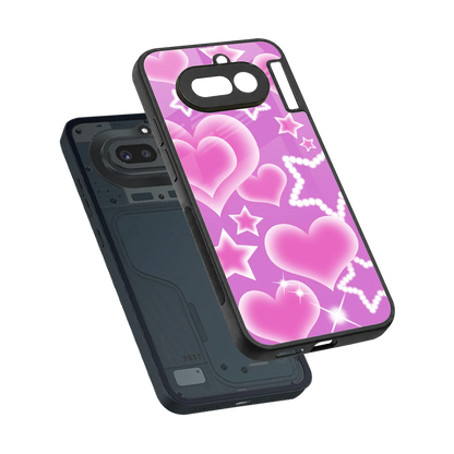 Pink Celestia sleek nothing phone 4a cover with tempered glass back and TPU edges