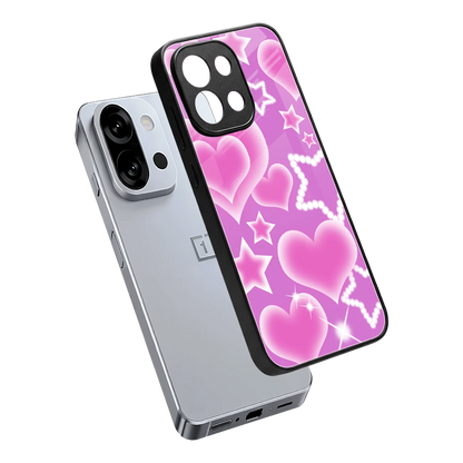 Pink Celestia sleek oneplus 13s cover with tempered glass back and TPU edges