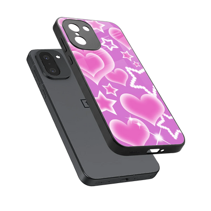 Pink Celestia sleek oneplus 15r cover with tempered glass back and TPU edges