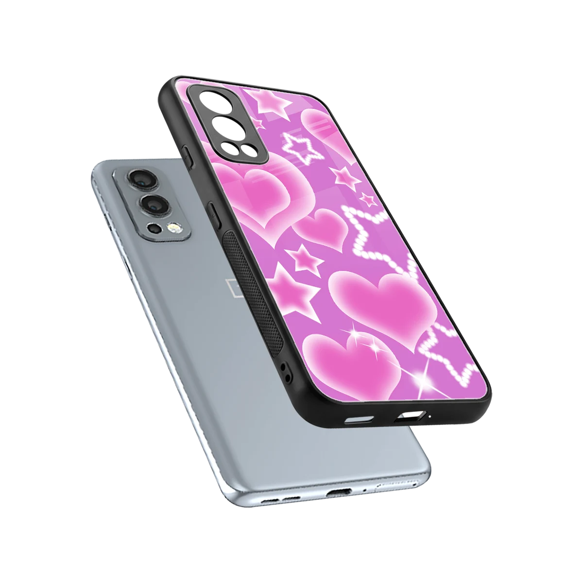 Pink Celestia sleek oneplus nord 2 cover with tempered glass back and TPU edges