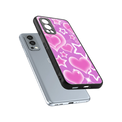Pink Celestia sleek oneplus nord 2 cover with tempered glass back and TPU edges