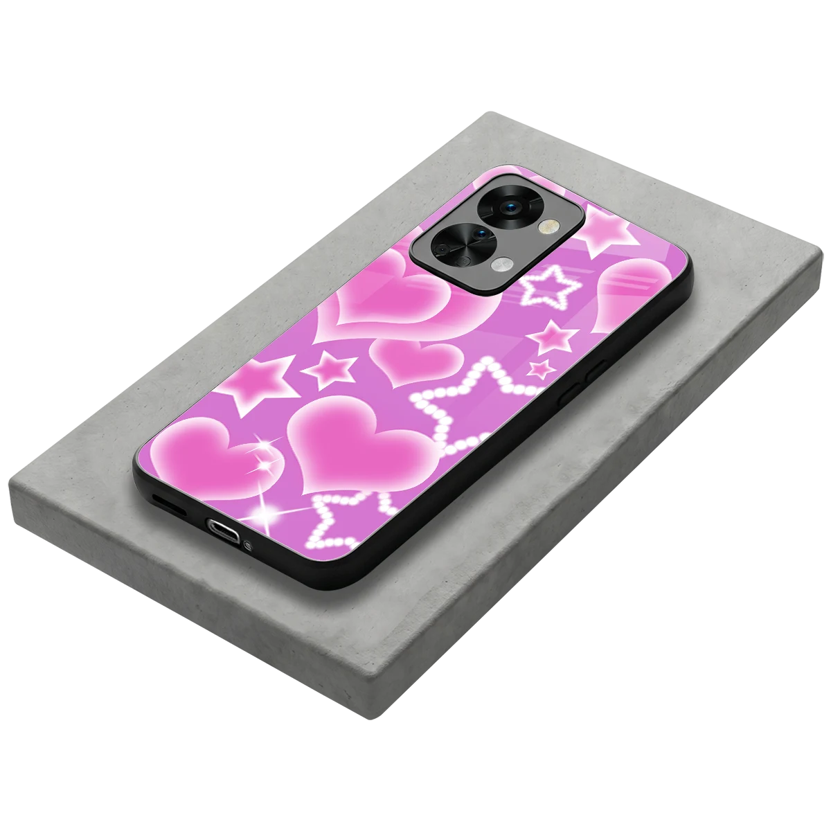 Pink Celestia stylish phone case for oneplus nord 2t | glossy glass and slim fit