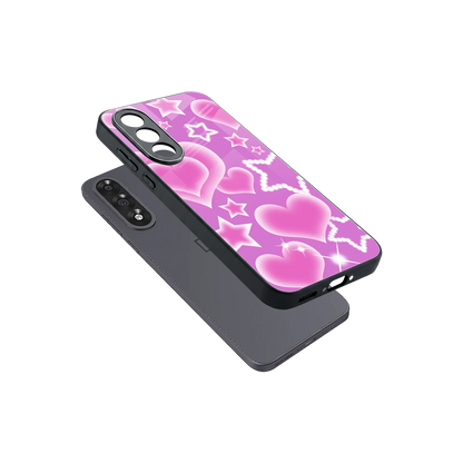 Pink Celestia sleek oneplus nord 5 cover with tempered glass back and TPU edges