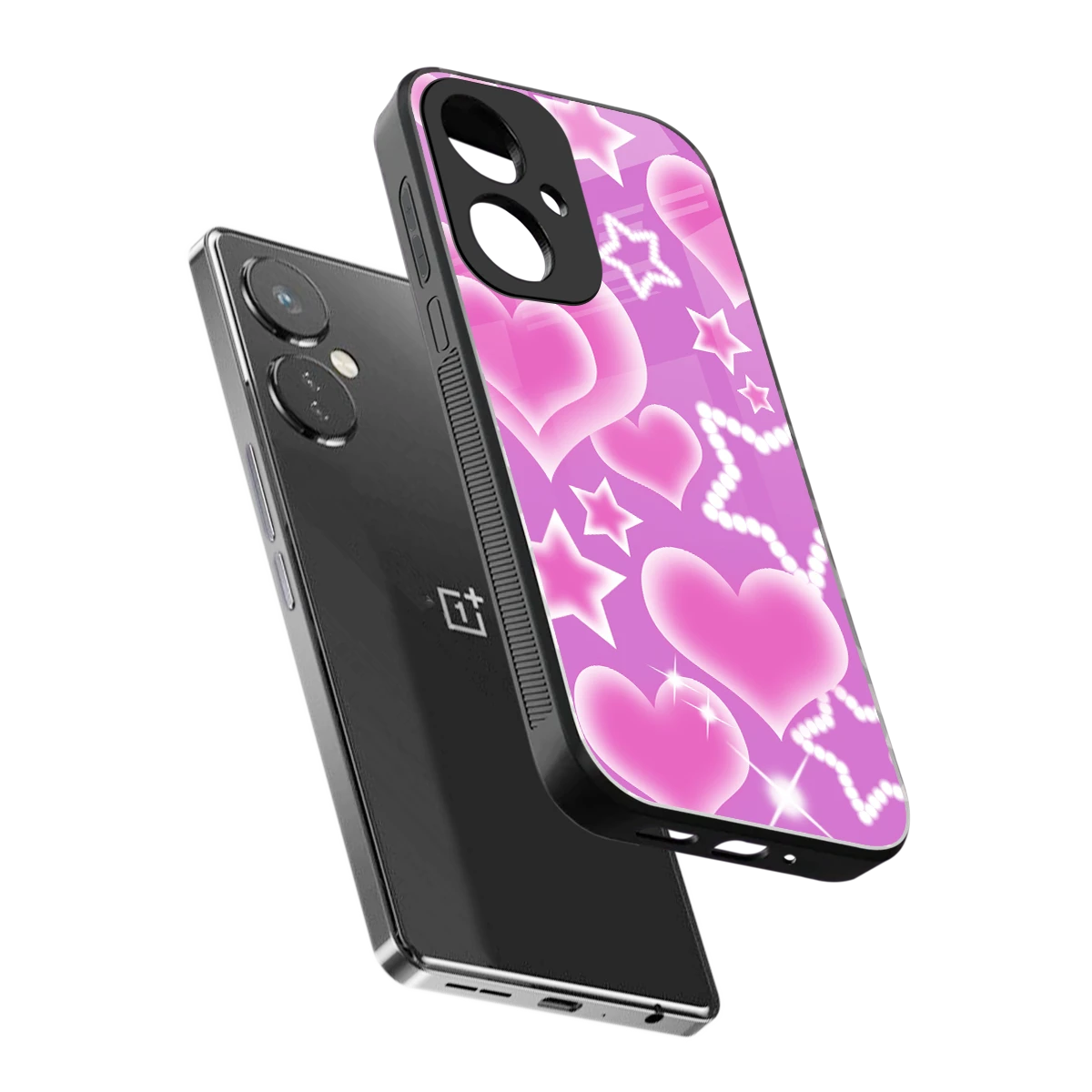 Pink Celestia sleek oneplus nord ce 3 cover with tempered glass back and TPU edges