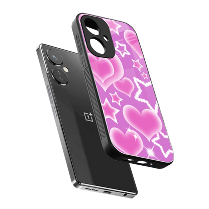 Pink Celestia sleek oneplus nord ce 3 cover with tempered glass back and TPU edges