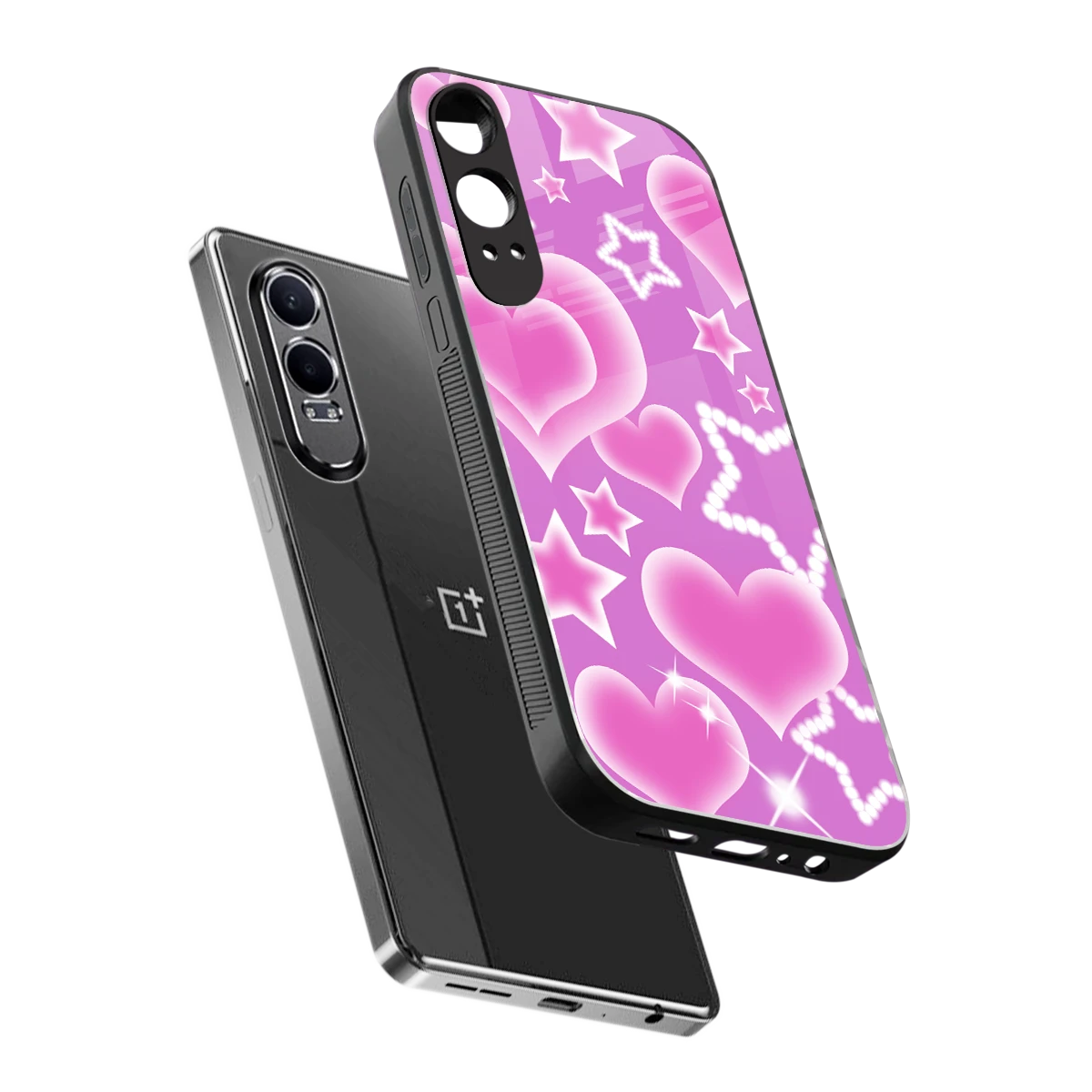 Pink Celestia sleek oneplus nord ce 4 lite cover with tempered glass back and TPU edges