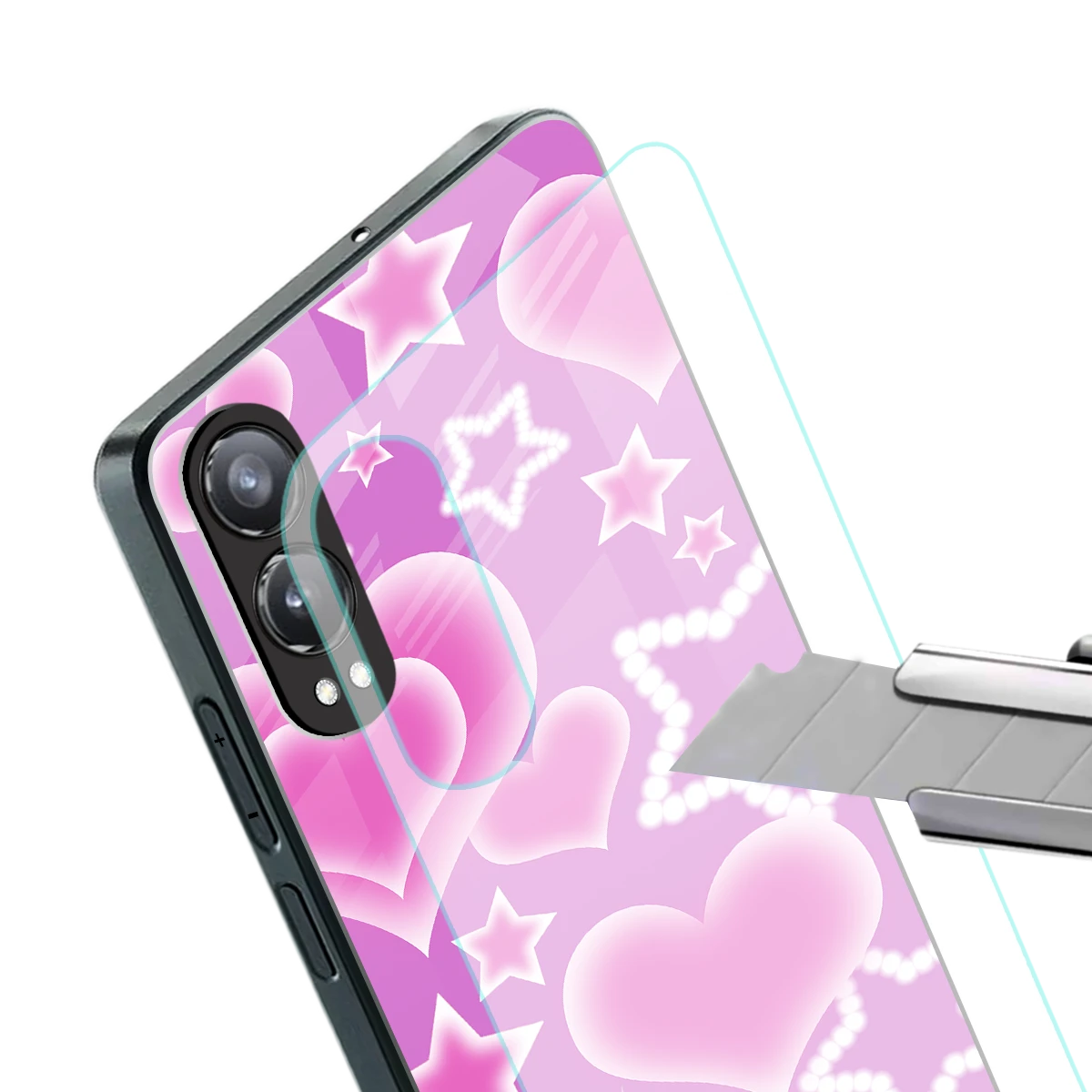 Pink Celestia stylish phone case for oneplus nord ce 4 lite | glossy glass and slim fit