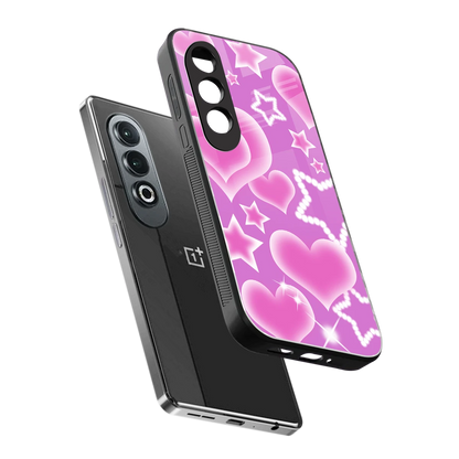 Pink Celestia sleek oneplus nord ce 4 cover with tempered glass back and TPU edges