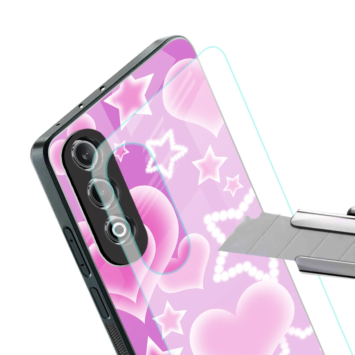 Pink Celestia stylish phone case for oneplus nord ce 4 | glossy glass and slim fit