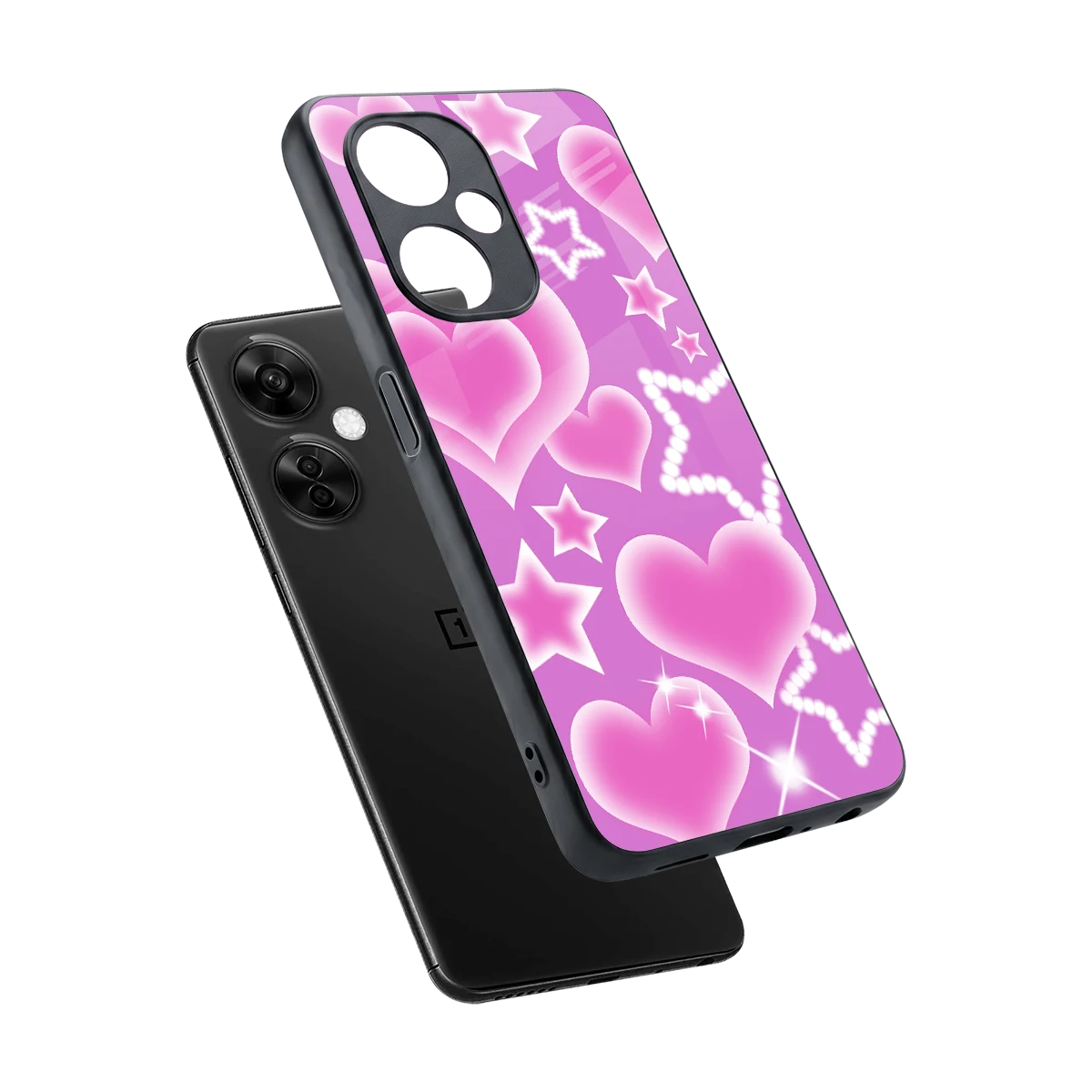Pink Celestia sleek oneplus nord ce 3 lite cover with tempered glass back and TPU edges