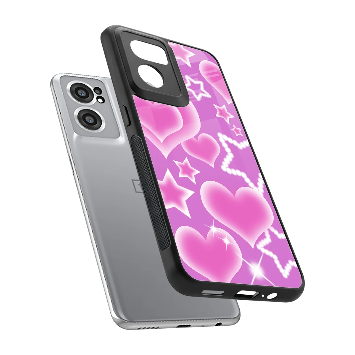 Pink Celestia sleek oneplus nord ce 2 cover with tempered glass back and TPU edges