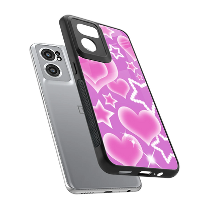 Pink Celestia sleek oneplus nord ce 2 cover with tempered glass back and TPU edges