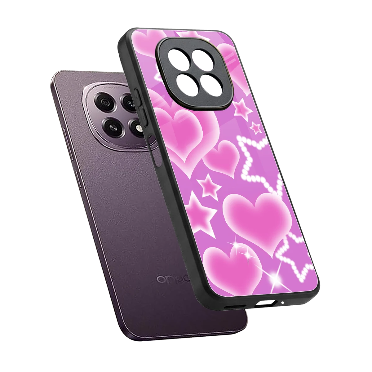 Pink Celestia sleek oppo f29 5g cover with tempered glass back and TPU edges