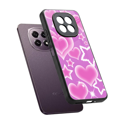Pink Celestia sleek oppo f29 5g cover with tempered glass back and TPU edges