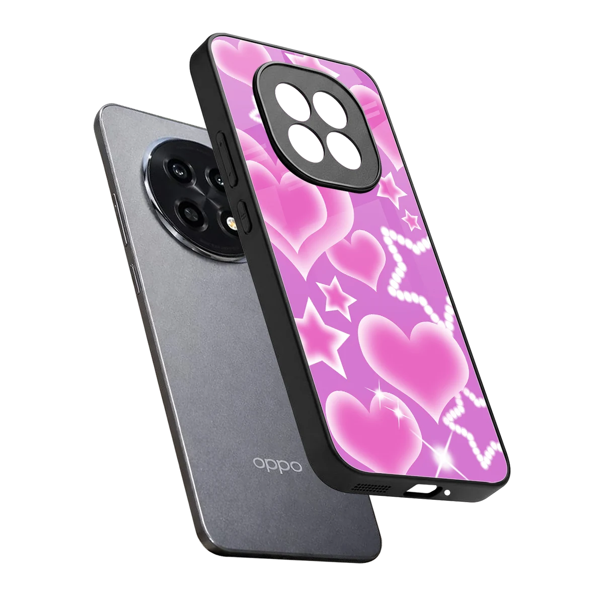 Pink Celestia sleek oppo f29 pro 5g cover with tempered glass back and TPU edges
