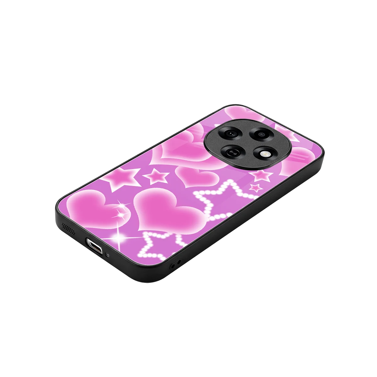 Pink Celestia stylish phone case for oppo f31 pro 5g | glossy glass and slim fit