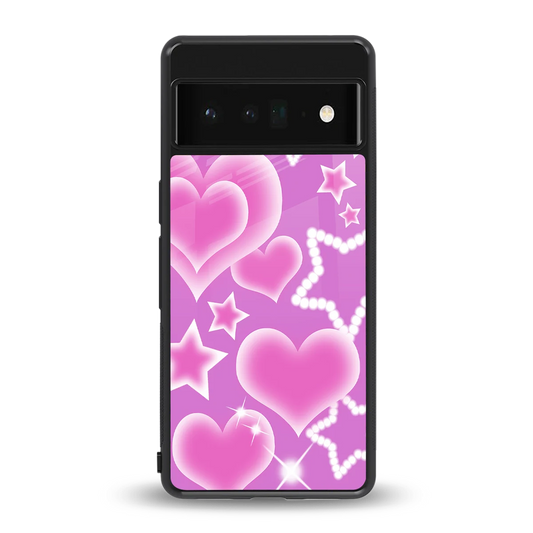 Pink Celestia back phone cover | glass case for google pixel 6 pro