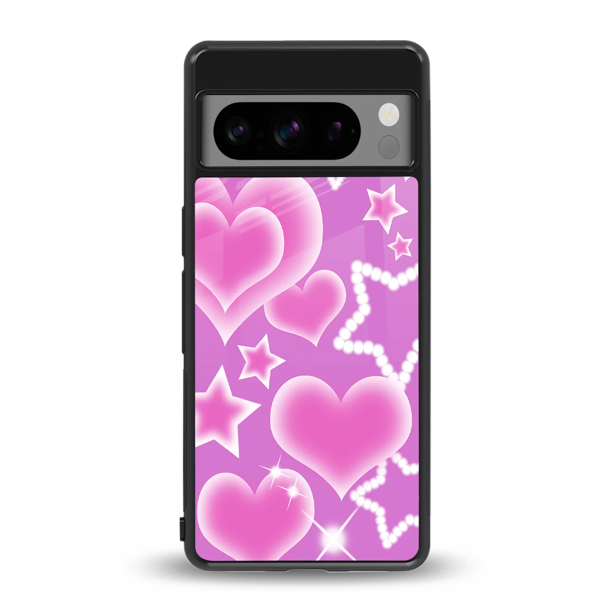 Pink Celestia back phone cover | glass case for google pixel 8 pro