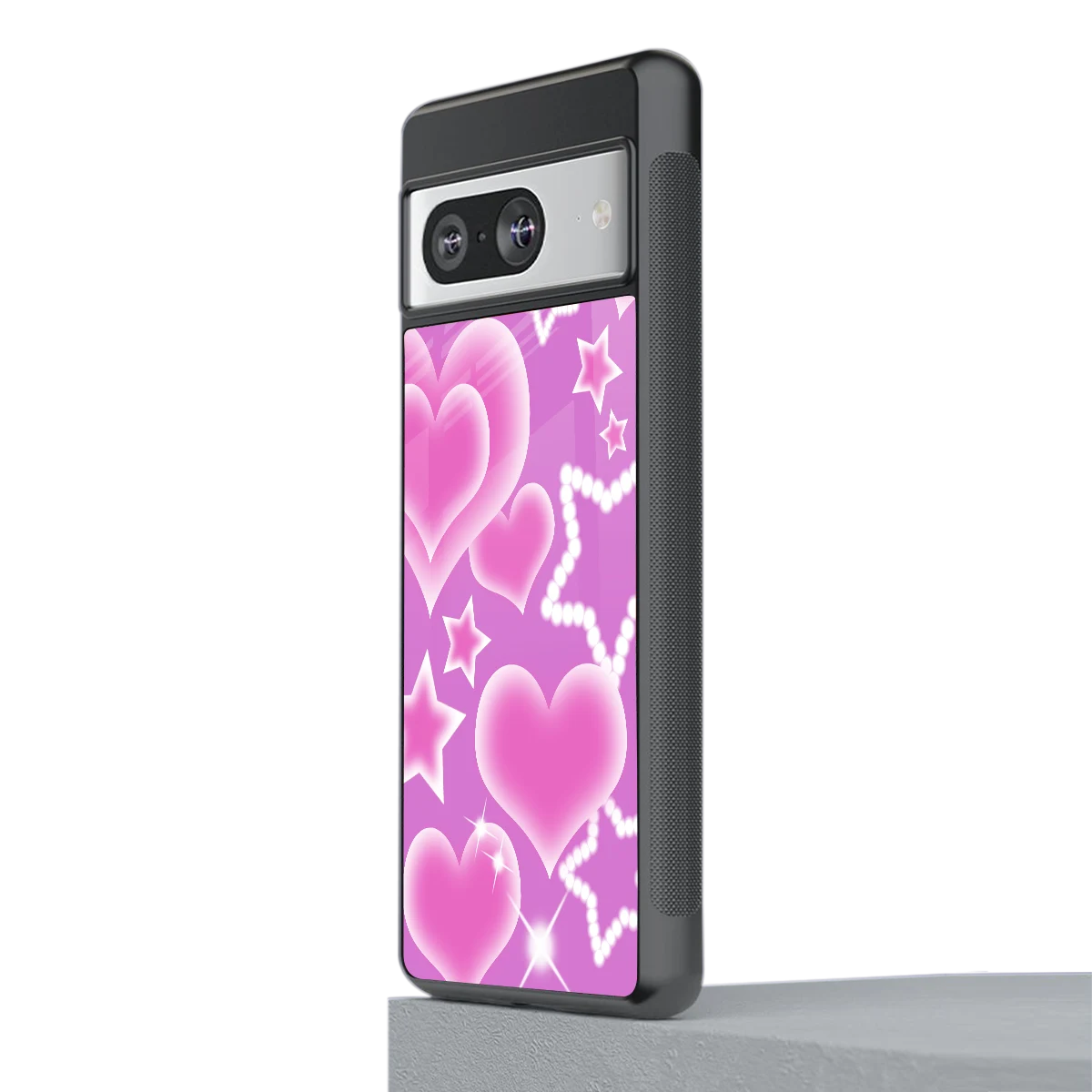 Pink Celestia stylish phone case for google pixel 8 | glossy glass and slim fit