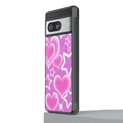 Pink Celestia stylish phone case for google pixel 8 | glossy glass and slim fit