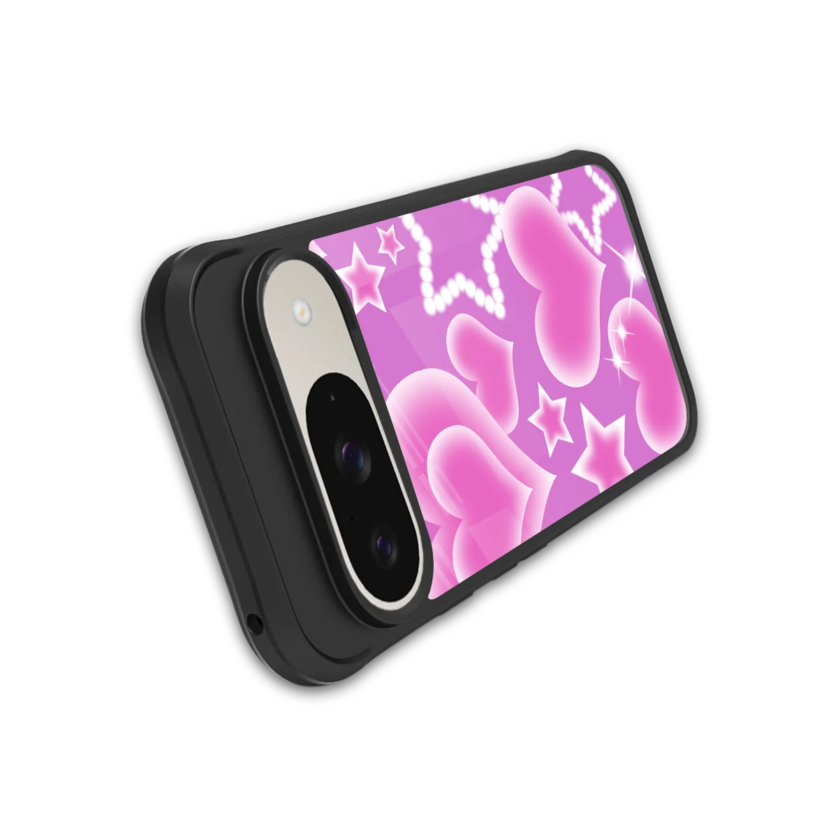 Pink Celestia stylish phone case for google pixel 9 | glossy glass and slim fit