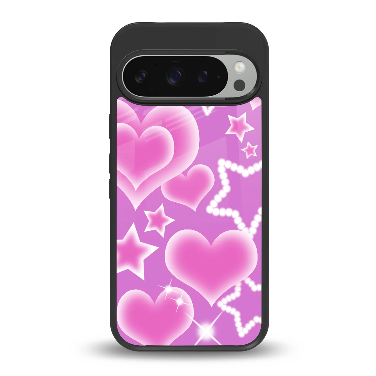 Pink Celestia back phone cover | glass case for google pixel 9 pro