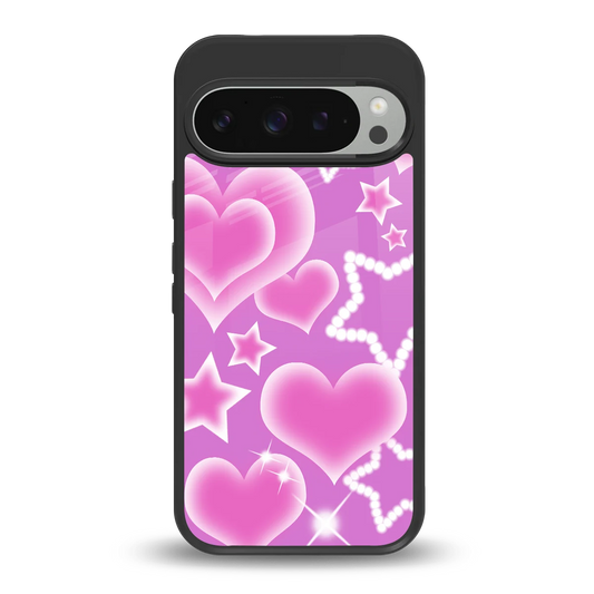 Pink Celestia back phone cover | glass case for google pixel 9 pro