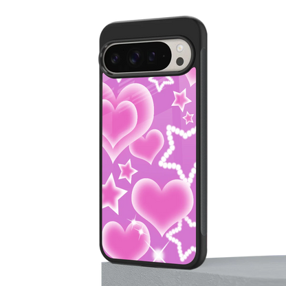 Pink Celestia google pixel 9 pro mobile cover | shockproof glass phone case