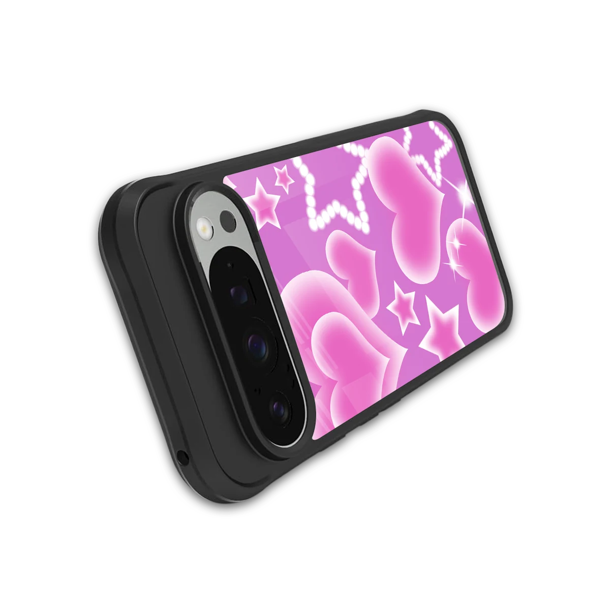 Pink Celestia stylish phone case for google pixel 9 pro | glossy glass and slim fit