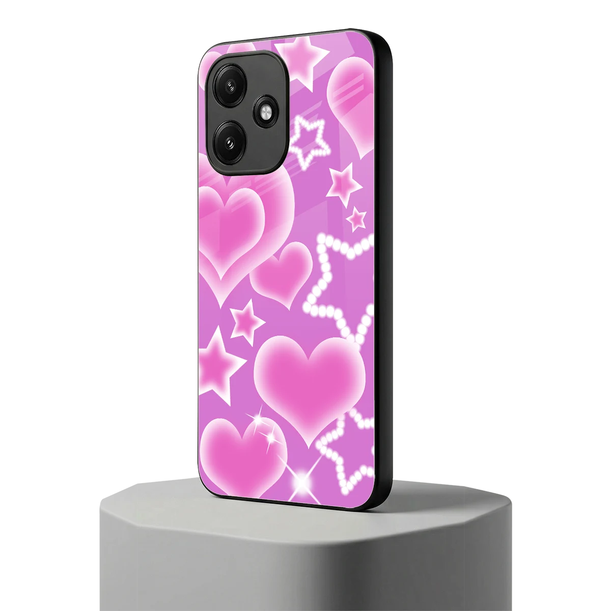 Pink Celestia redmi 12 5g mobile cover | shockproof glass phone case