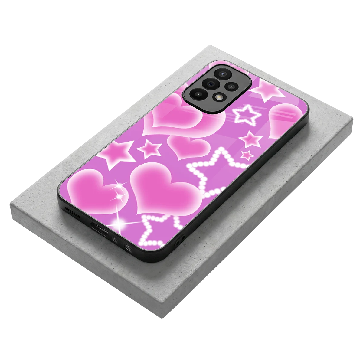 Pink Celestia stylish phone case for samsung galaxy a23 | glossy glass and slim fit
