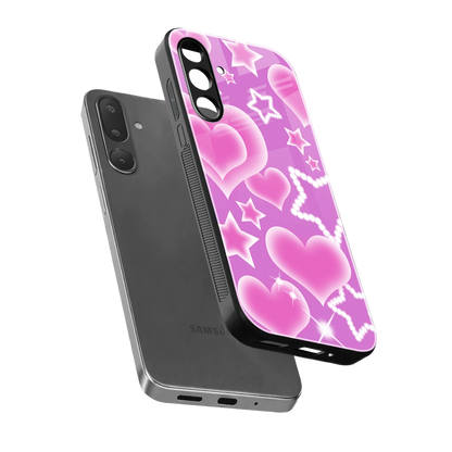 Pink Celestia sleek samsung galaxy m36 5g cover with tempered glass back and TPU edges