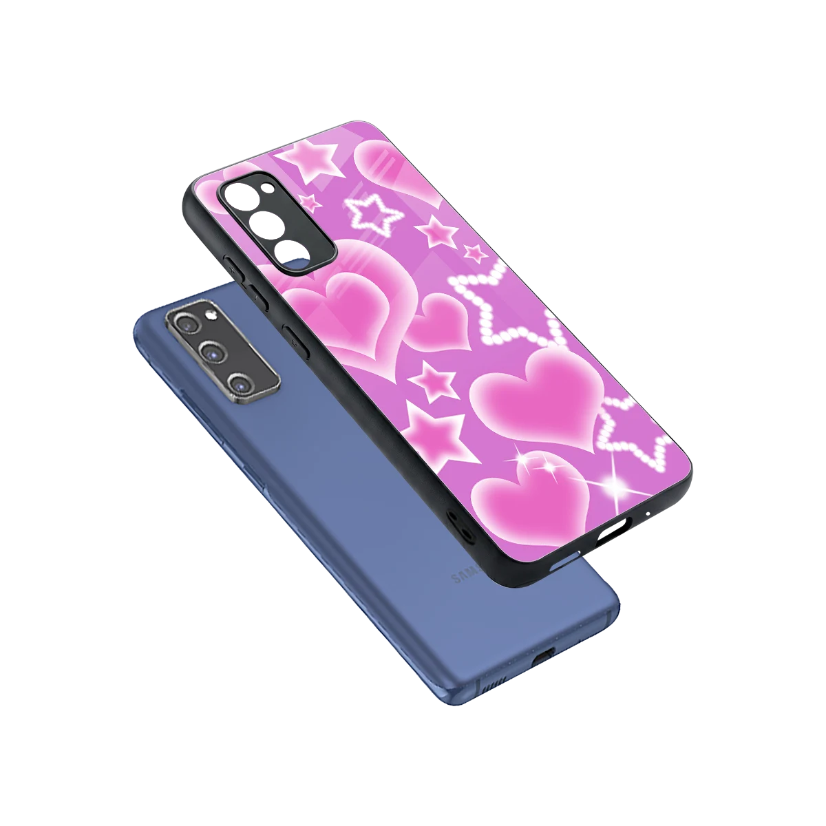 Pink Celestia sleek samsung galaxy s20 fe cover with tempered glass back and TPU edges
