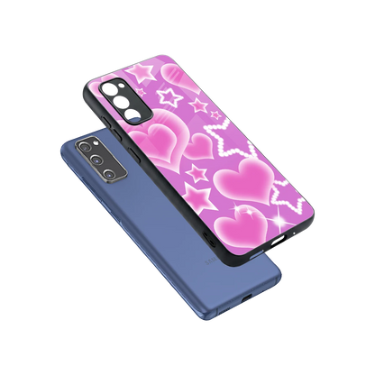 Pink Celestia sleek samsung galaxy s20 fe cover with tempered glass back and TPU edges