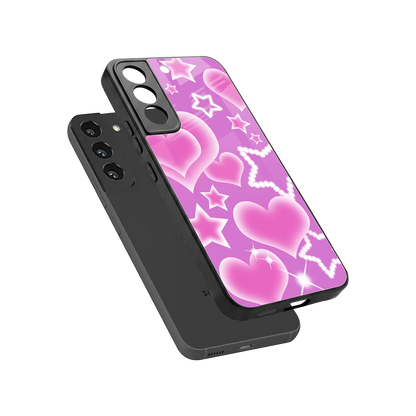 Pink Celestia sleek samsung galaxy s22 cover with tempered glass back and TPU edges