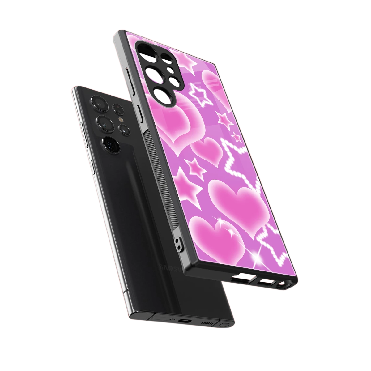 Pink Celestia sleek samsung galaxy s24 ultra cover with tempered glass back and TPU edges