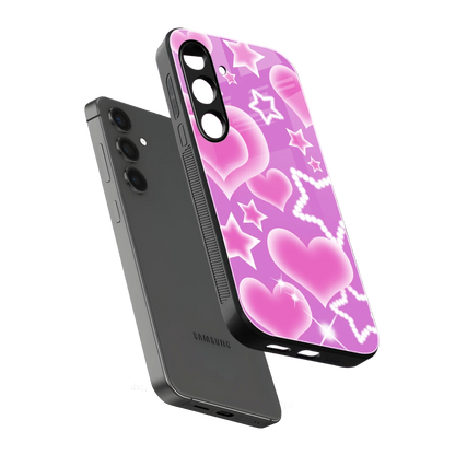 Pink Celestia sleek samsung galaxy s24 cover with tempered glass back and TPU edges
