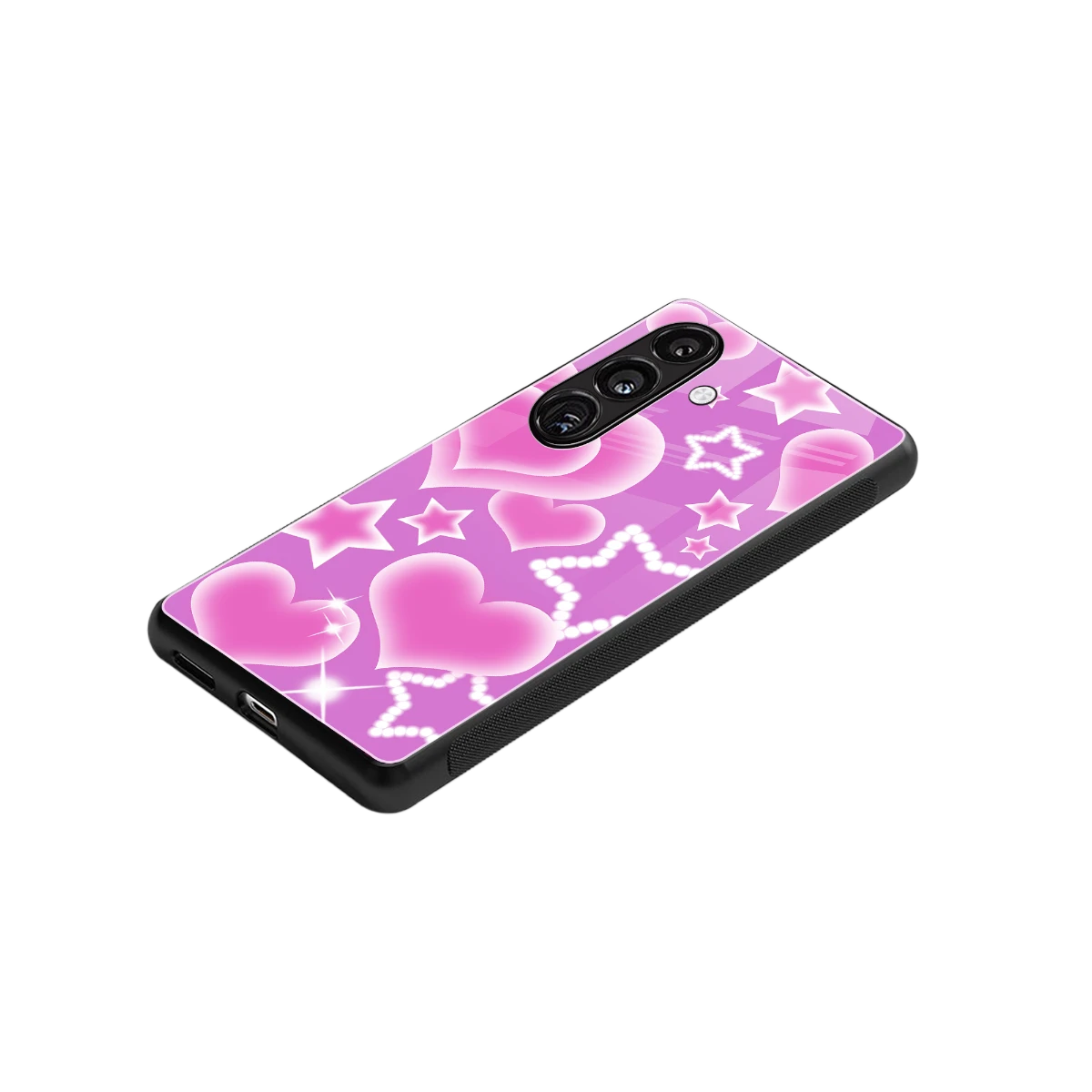 Pink Celestia stylish phone case for samsung galaxy s25 | glossy glass and slim fit