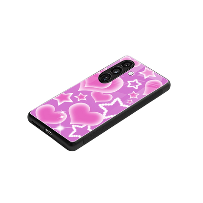 Pink Celestia stylish phone case for samsung galaxy s25 | glossy glass and slim fit