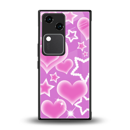 Pink Celestia back phone cover | glass case for vivo v30